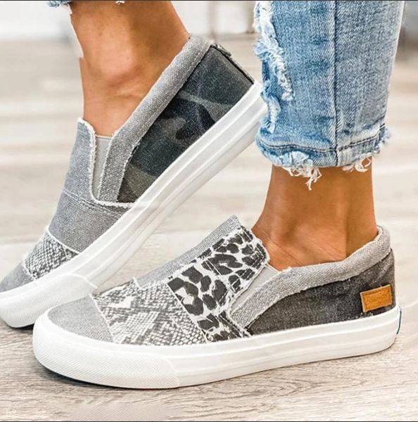 Damskie płócienne sneakersy wsuwane – Elastyczna cholewka, łatwe zakładanie