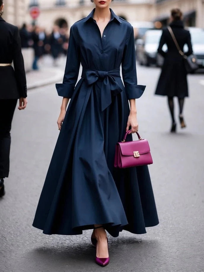 Robe Maxi Femme – Coupe Fluide, Taille Lacée