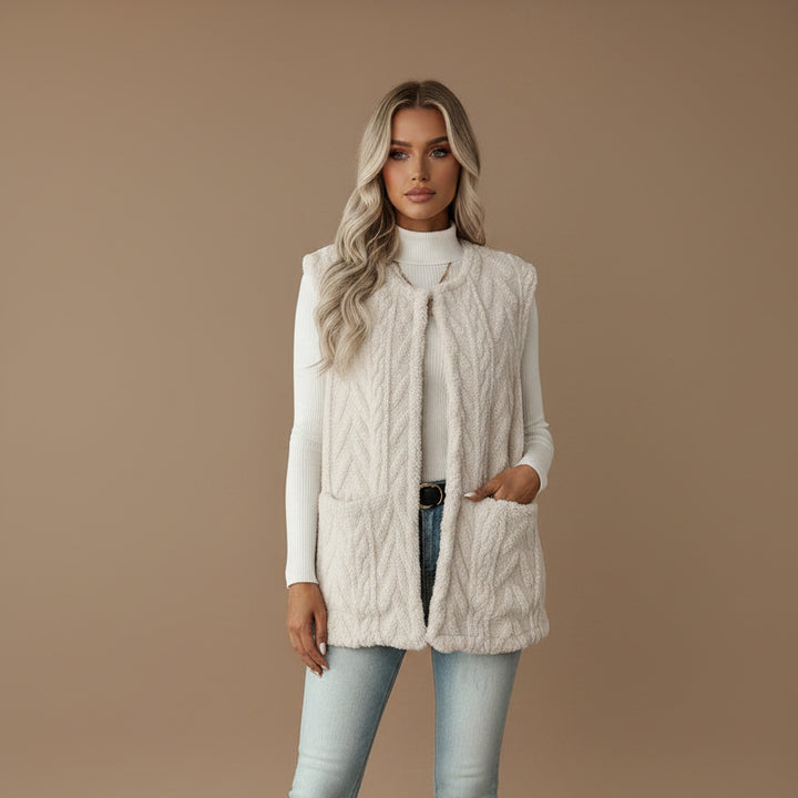 Gilet Femme en Polaire Douce – Motif Losange Double Face