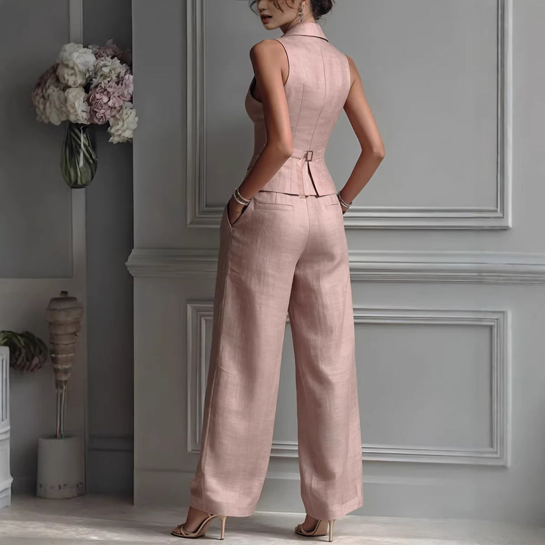 Damen-Set aus ärmelloser Weste und Hose – lässiger Hosenanzug