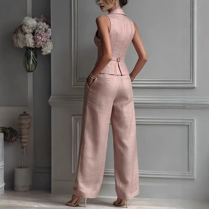 Damen-Set aus ärmelloser Weste und Hose – lässiger Hosenanzug