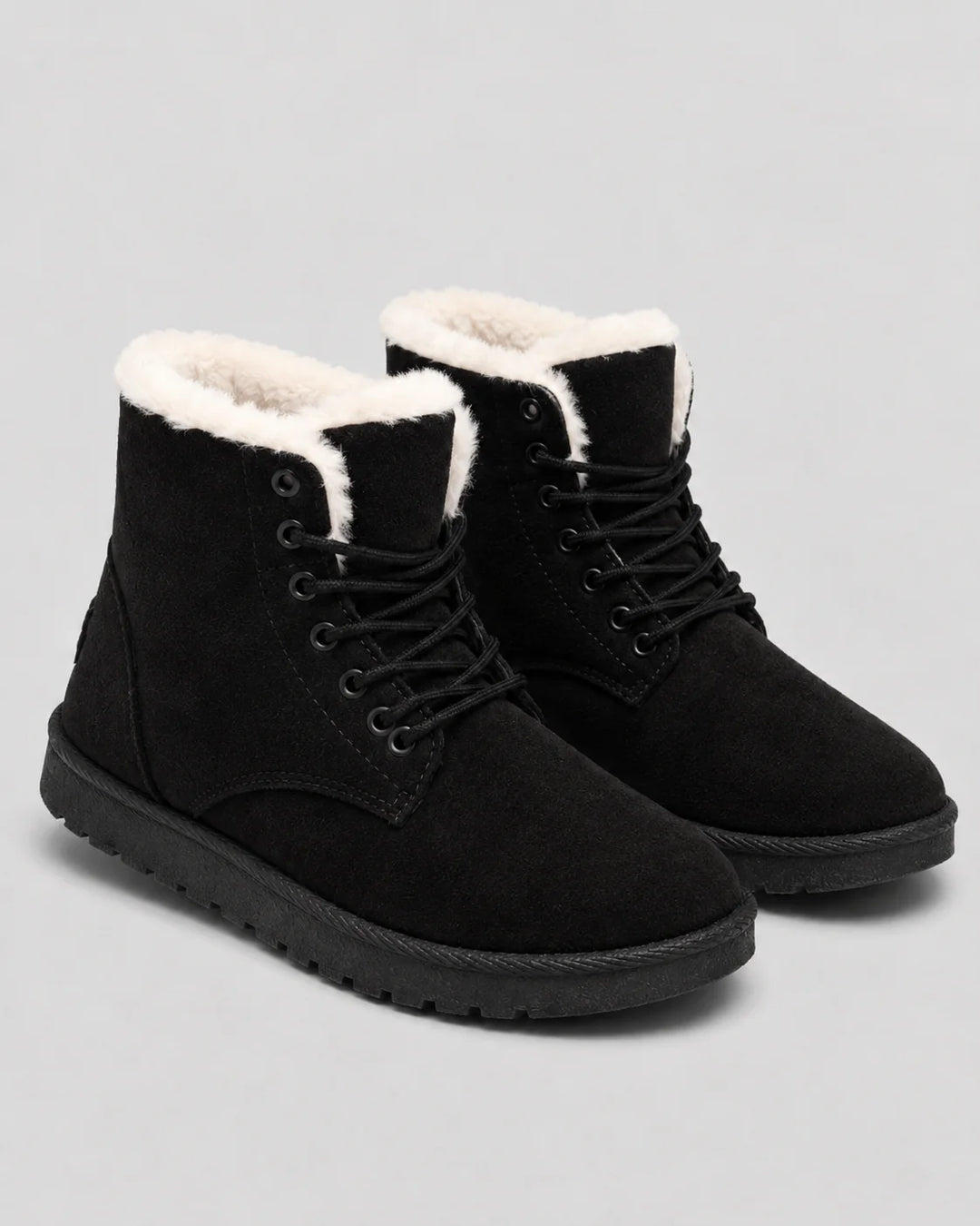 Bottines Femme Hiver – Tige Coton à Lacets, Talon Plat