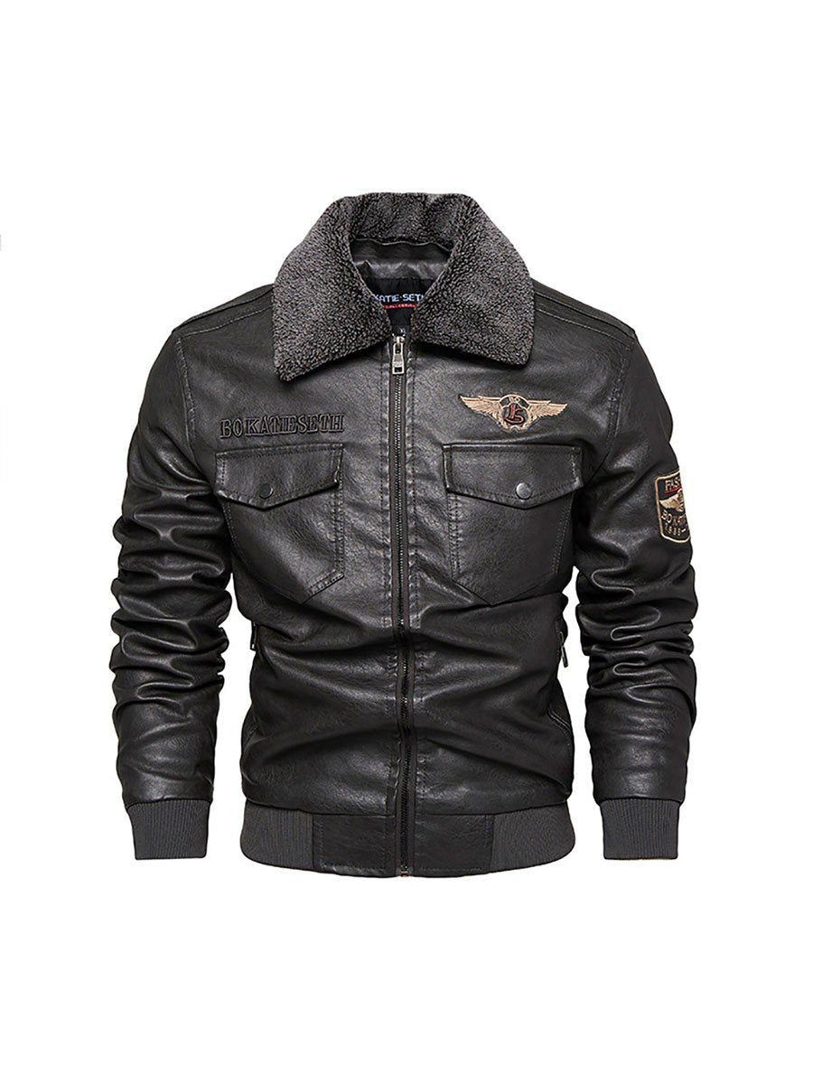 Herren-Blouson aus veganem Material – Kuscheliger Kragen im Biker-Stil