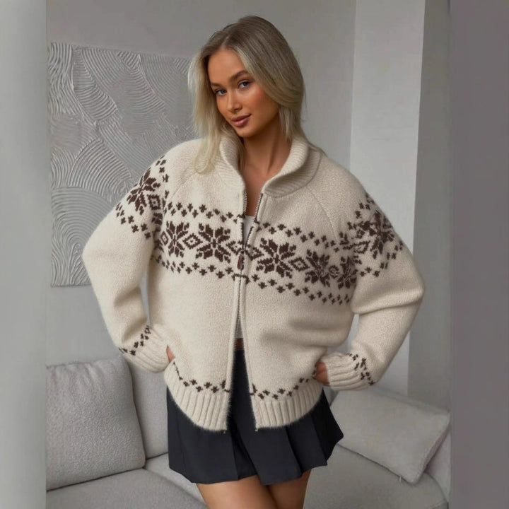 Vest Dames van breisel met 3D-patroon – Open, casual model