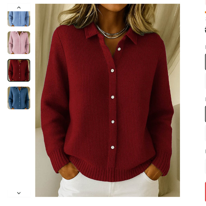 Pull Femme en Maille Boutonné – Col à Revers Décontracté
