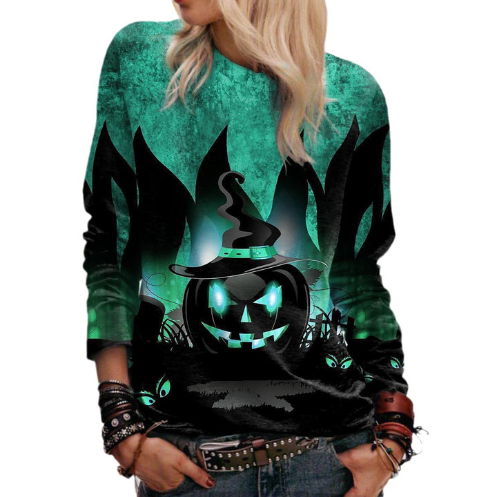 Halloween-sweatshirt til kvinder med 3D-motiv – Afslappet, løs pasform