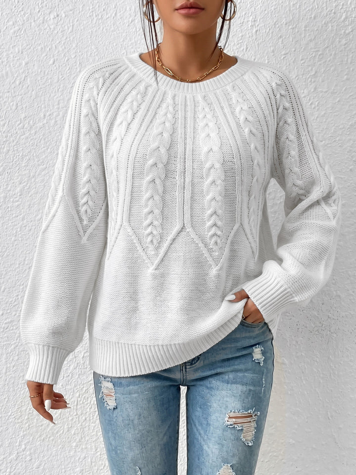Pull Femme Maille à Motif Câble – Effet 3D, Coupe Classique