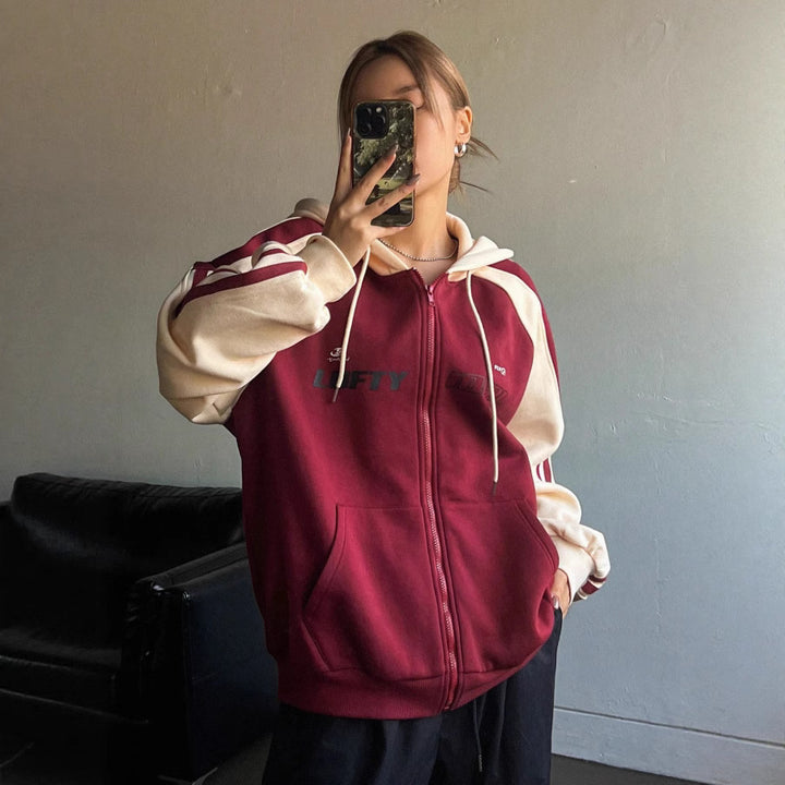 Sweat à Capuche Femme – Coupe Slim Color Block Moderne