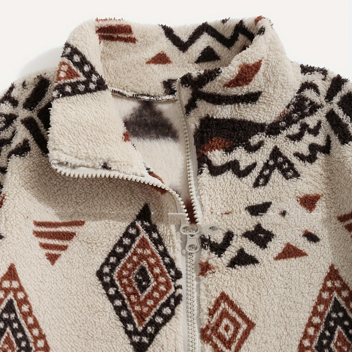 Mantel für Damen mit geometrischem Muster – Weite Passform