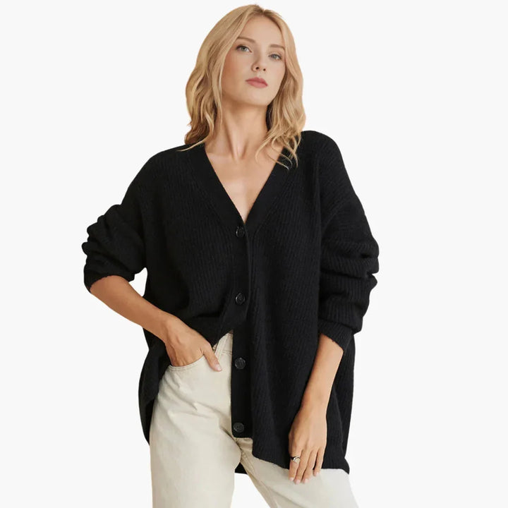 Gerippte Damen-Cardigan – Legerer Schnitt, leicht zu öffnen