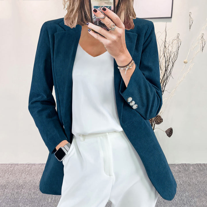 Blazer Femme en Velours Côtelé – Coupe Cintrée Élégante
