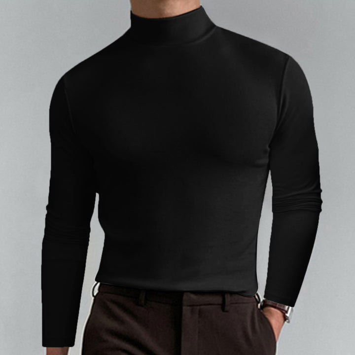  T-shirt met col voor heren – Lange mouwen, klassieke pasvorm