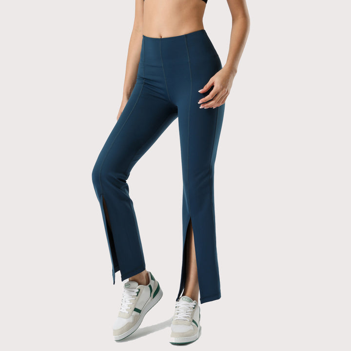 Pantalon Yoga Femme Taille Haute Évasé – Fente Latérale Galbante