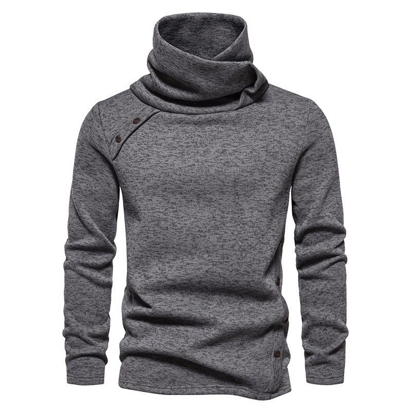 Sweater til herre med kaskadekrave – varm jacquardjakke med foer