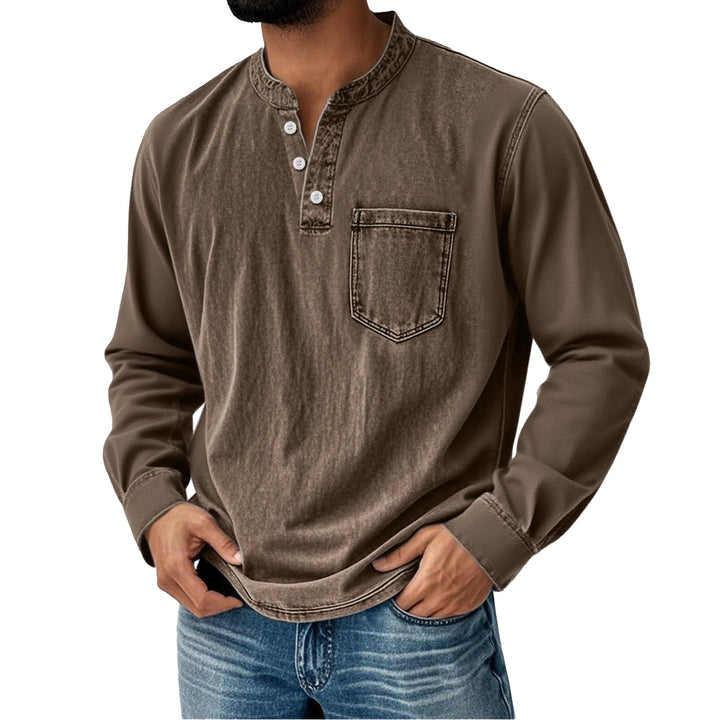 Herren-Henley mit langen Ärmeln – Slim Fit mit drei Knöpfen
