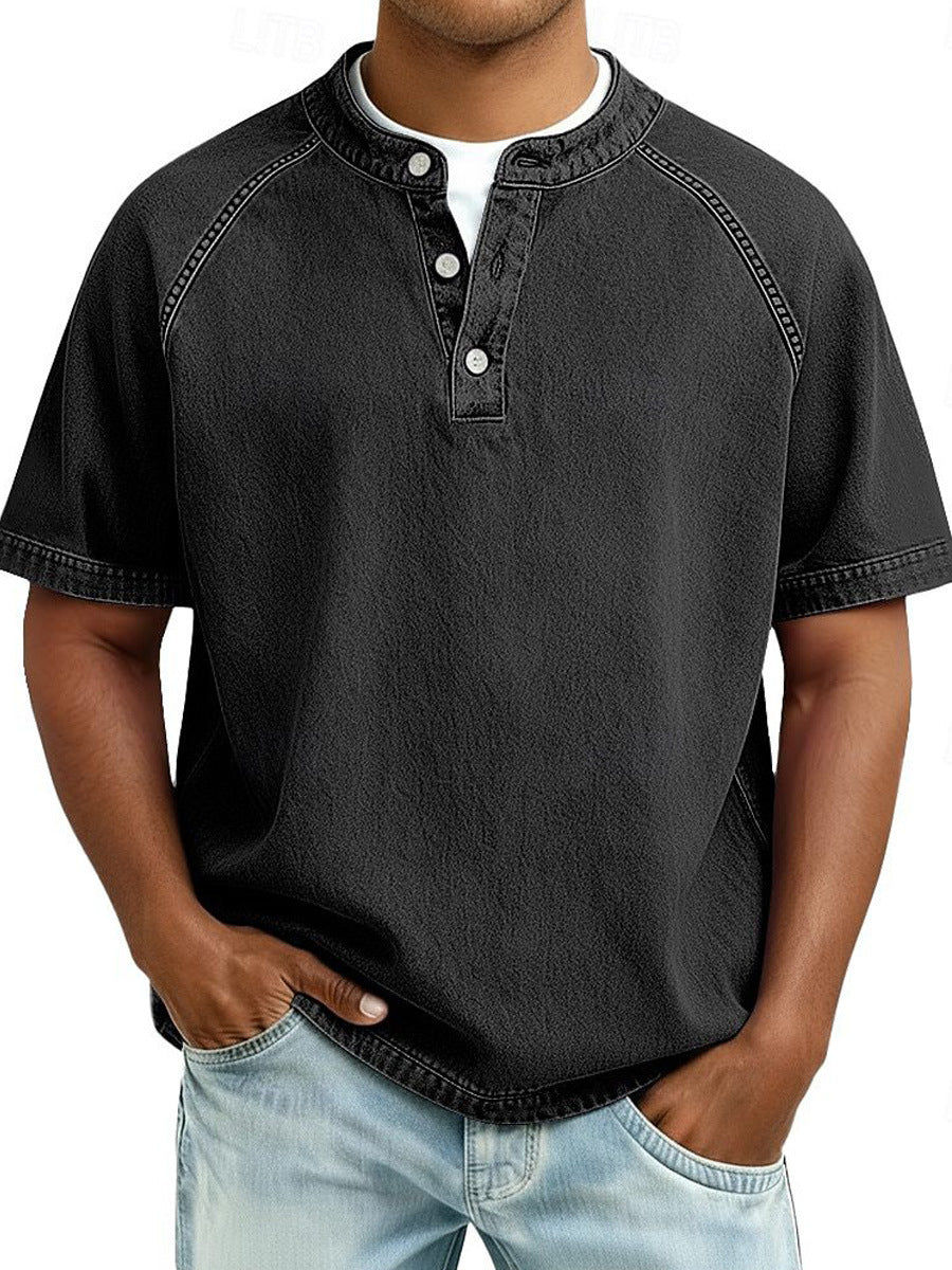 Chemise Homme Manches Courtes – Coupe Ample Fermeture Col Bouton