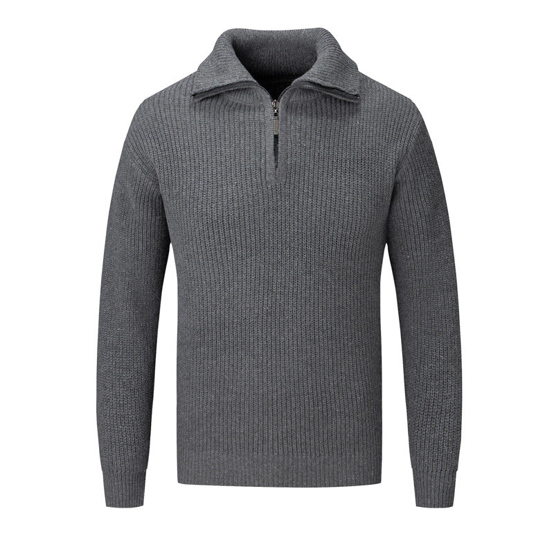 Pull Homme à Côtelures – Col Zippé Style Polo
