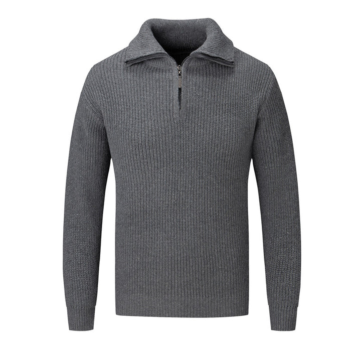 Pull Homme à Côtelures – Col Zippé Style Polo