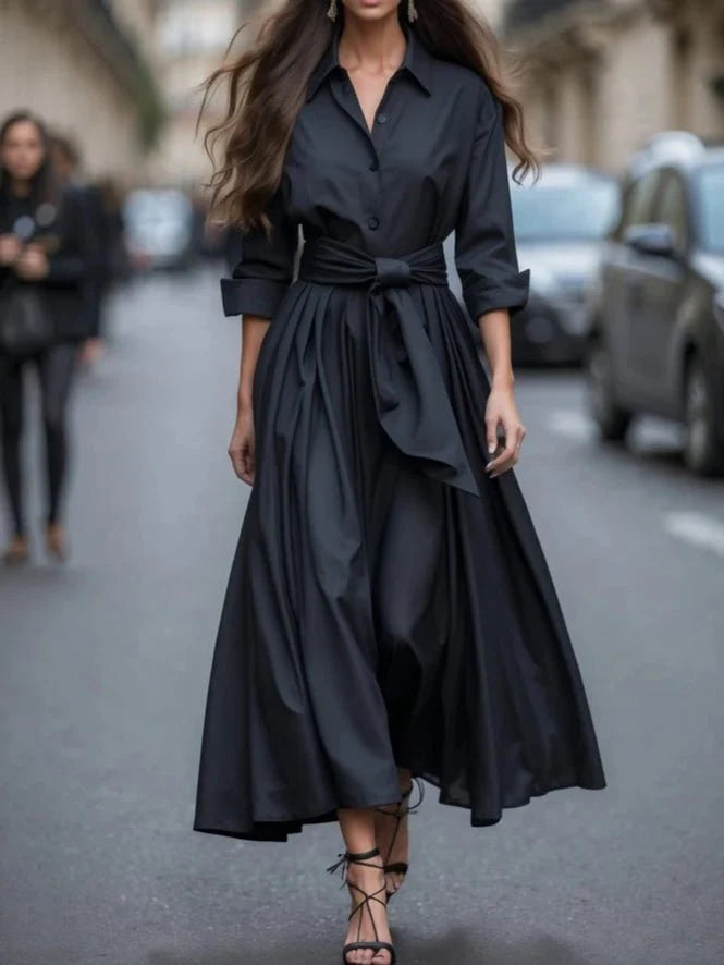 Robe Maxi Femme – Coupe Fluide, Taille Lacée