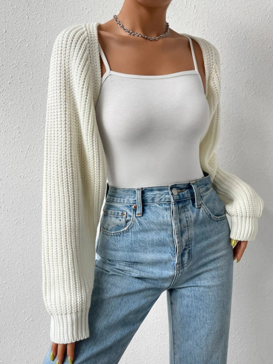 Damen-Pullover aus Wollmischung – Kurze Passform, Ballonärmel