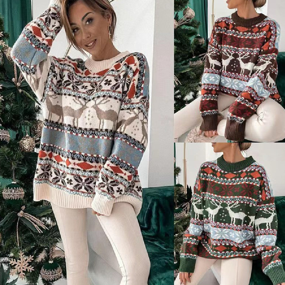 Pull Femme en Maille – Col V Décontracté pour l’Hiver