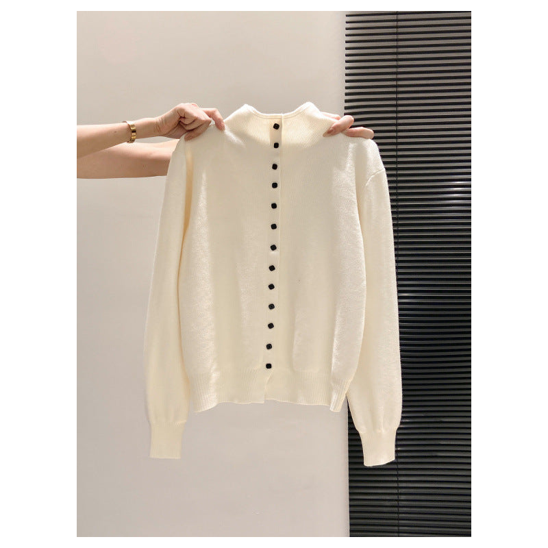 Cardigan Femme en Maille – Col Montant, Coupe Décontractée