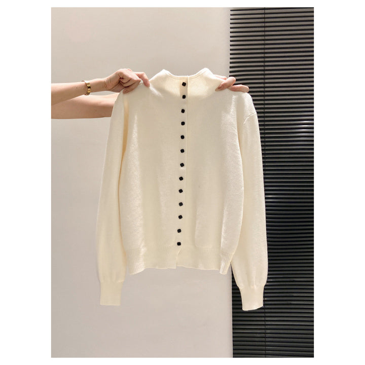Cardigan Femme en Maille – Col Montant, Coupe Décontractée