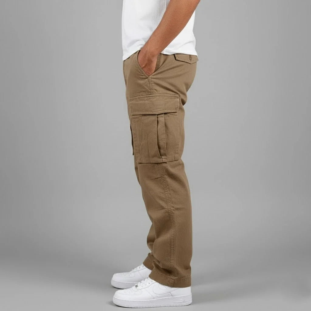 Pantalon Cargo Homme – Coupe Ample, Taille Cordon, Multi-poches