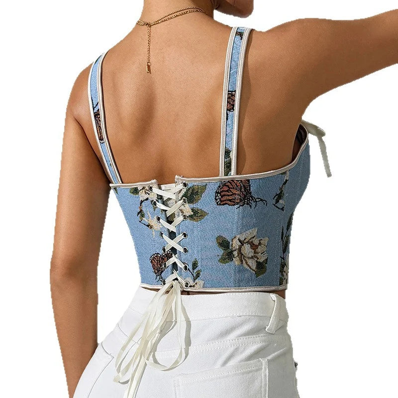Gilet Femme Jacquard Fleuri – Coupe Cintrée, Liens à Nouer