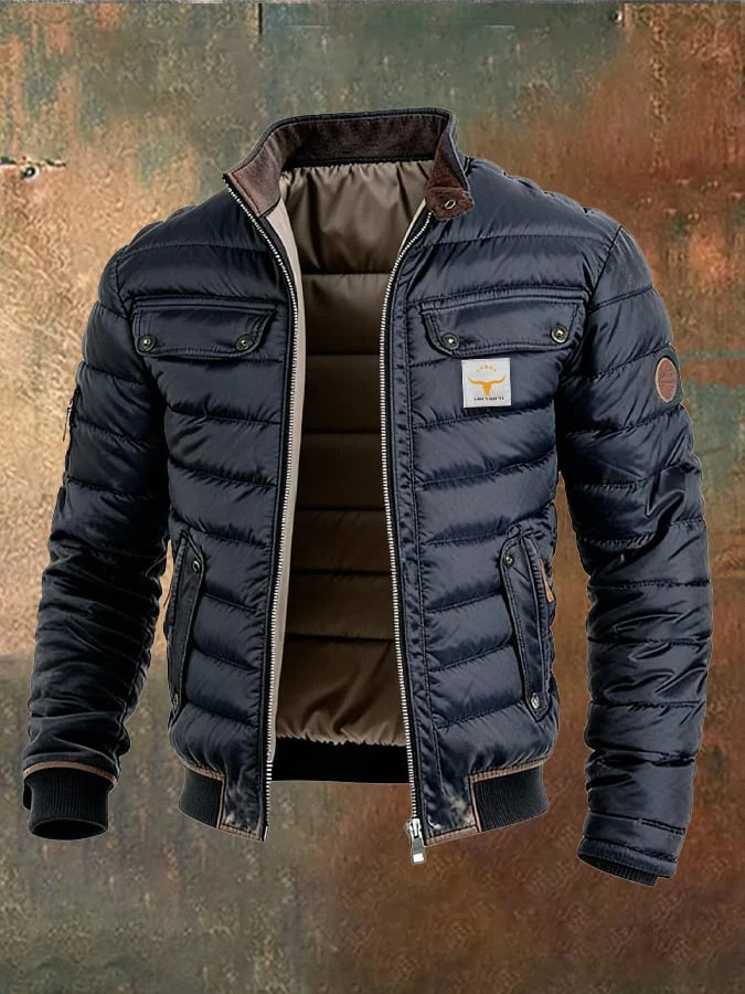 Veste Matelassée Homme – Coupe Slim Motif Carreaux et Poches 3D