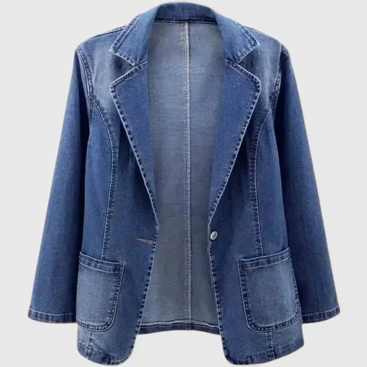 Damen-Jeansjacke – taillierter Schnitt, Reverskragen, ein Knopf