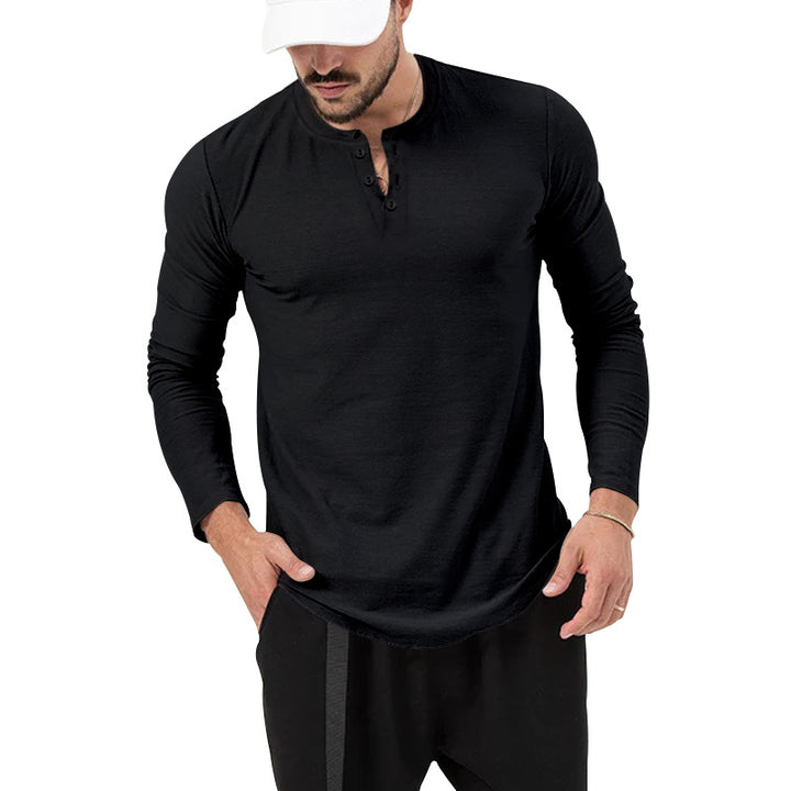 Chemise Henley Homme Maille Côtelée – Manches Longues Texturées