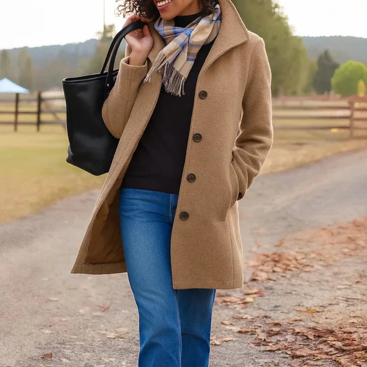 Dames Mantel halflang - Slim fit met klassieke reverskraag