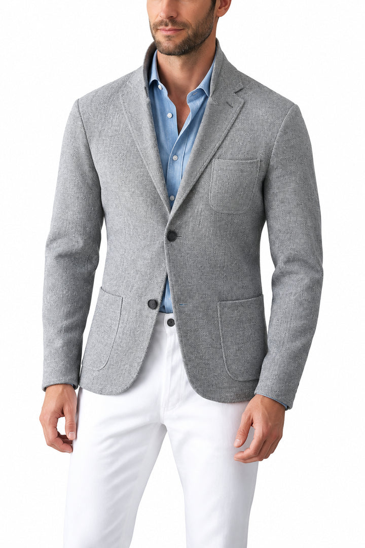 Cardigan Homme en Coton Mélangé – Col Montant et Poches Plaquées
