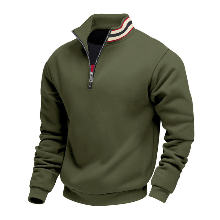 Herren-Pullover mit Schornsteinkragen und Reißverschluss – lockere Passform, Fleece-Innenfutter
