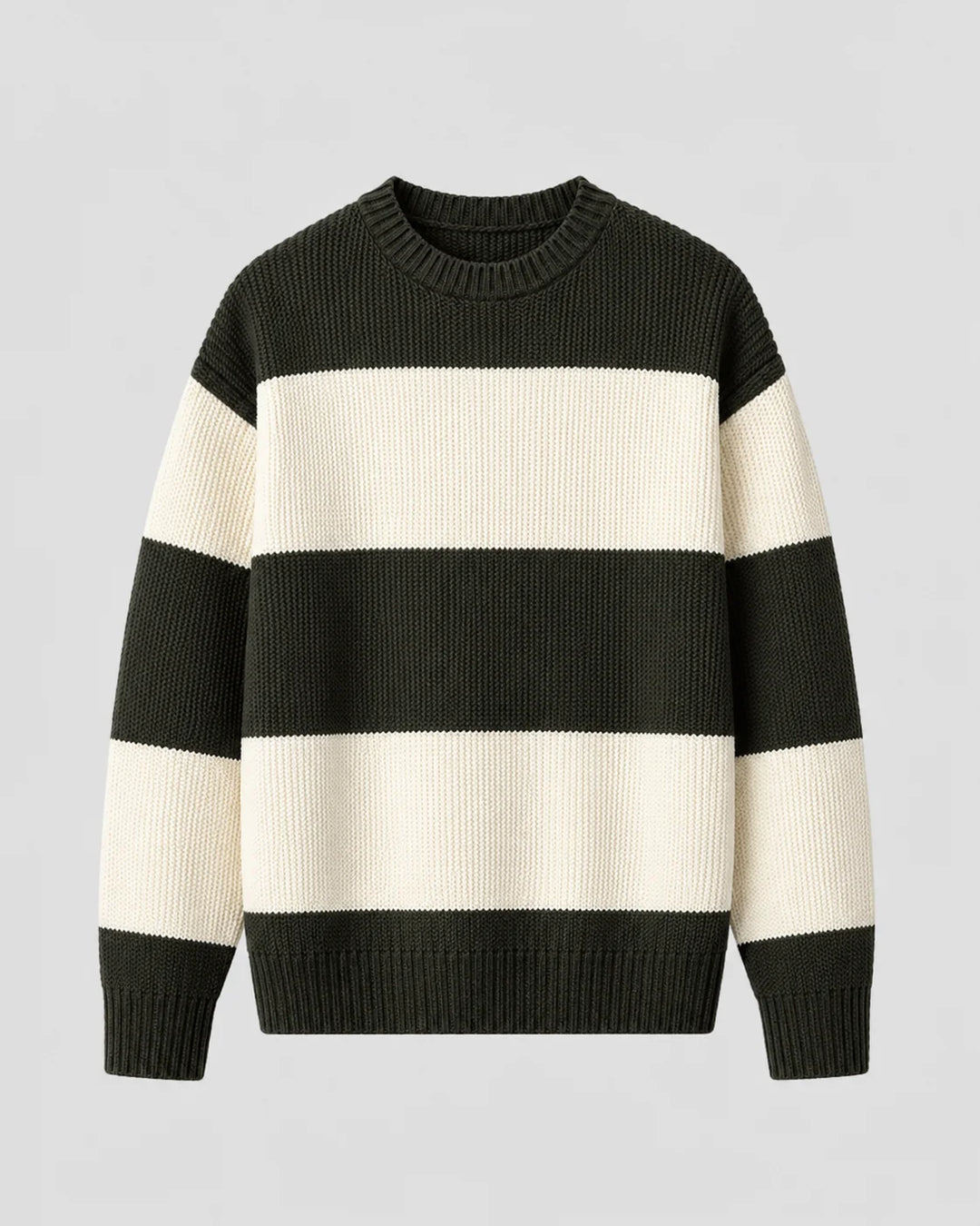 Unisex-sweater med striber, løs pasform og rund hals - afslappet stil