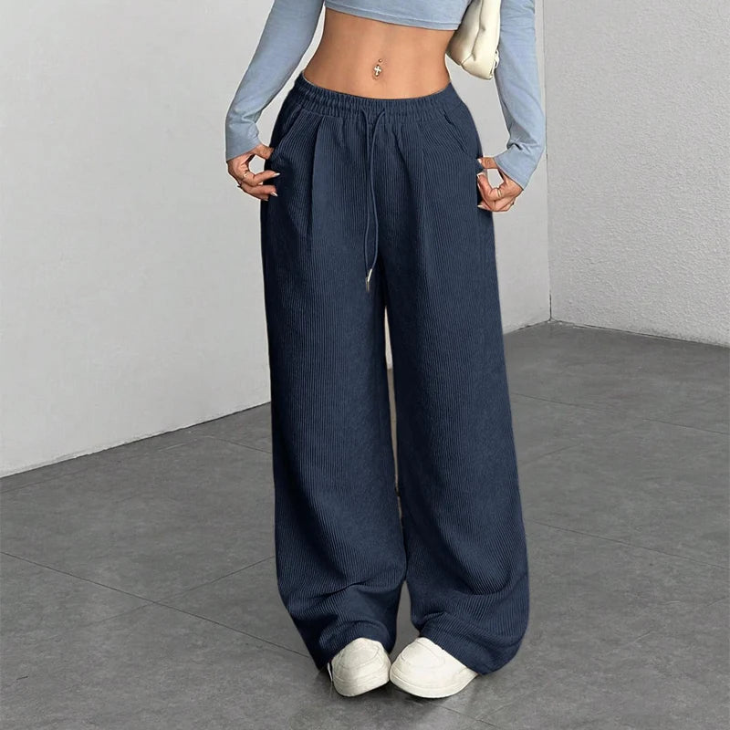 Pantalon Femme Large en Velours Côtelé – Coupe Ample et Décontractée