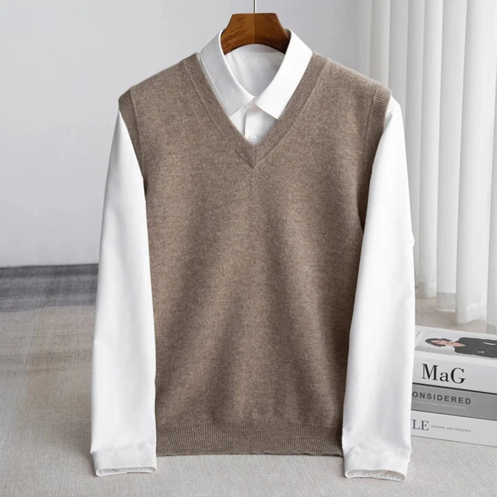 Herren-Strickweste ohne Ärmel – lässiger, weiter geschnittener Pullover