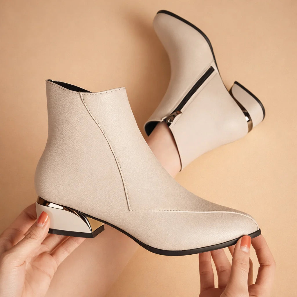 Damen-Stiefelette – knöchelhoher Schaft mit mittlerem Blockabsatz