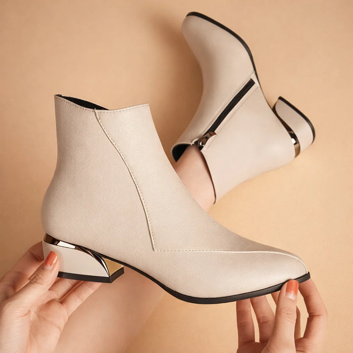 Damen-Stiefelette – knöchelhoher Schaft mit mittlerem Blockabsatz