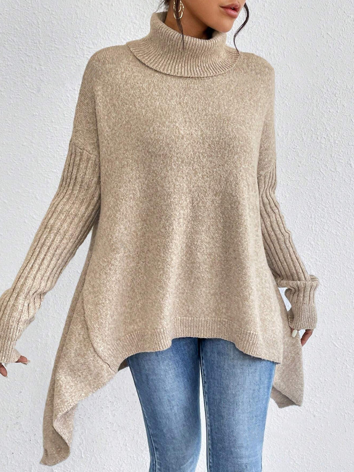 Sweater til dame med høj krave – blød strik med afslappet pasform