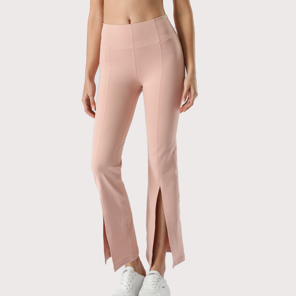 Pantalon Yoga Femme Taille Haute Évasé – Fente Latérale Galbante