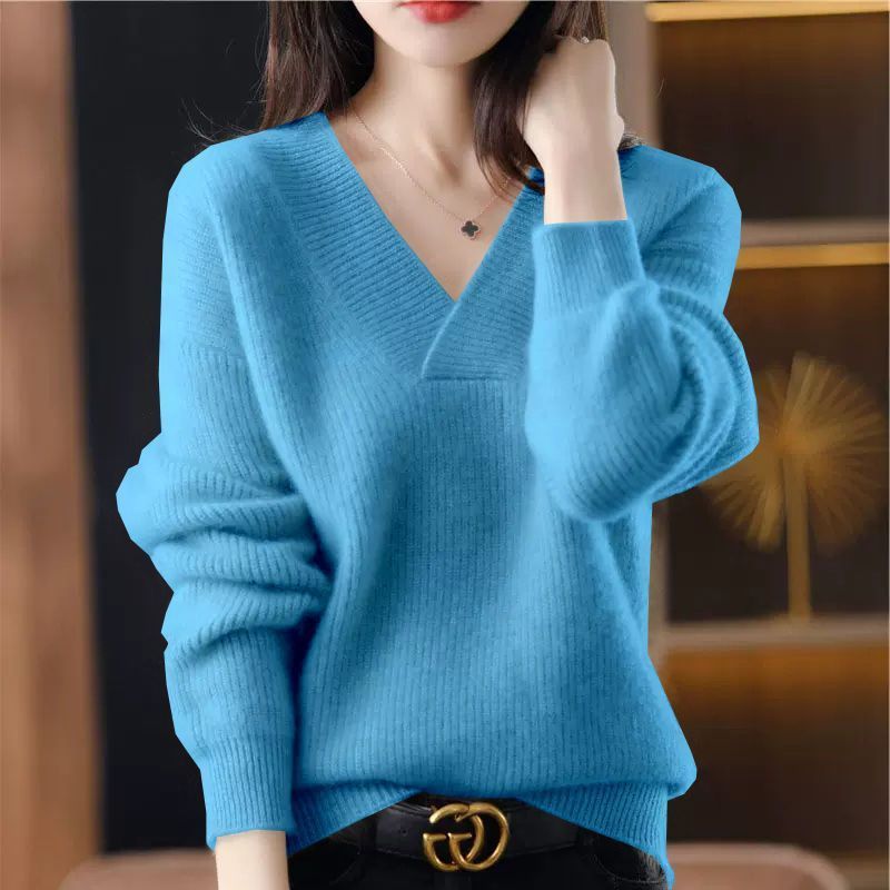 Pull Femme Col V – Maille Souple Finition Côtelée