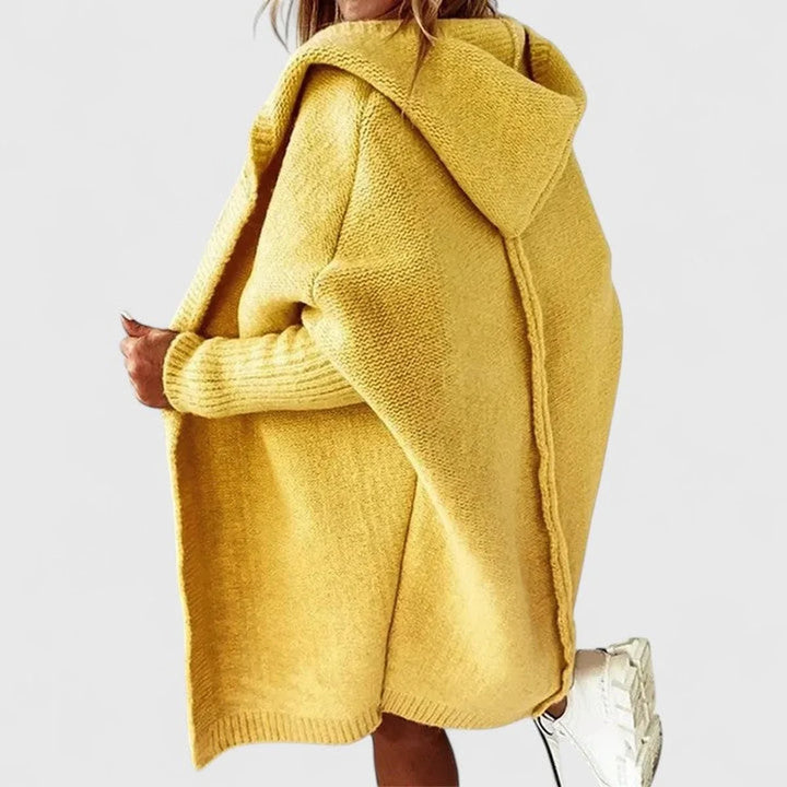 Damen-Woll-Cardigan – Oversize-Schnitt mit Fledermauskapuze