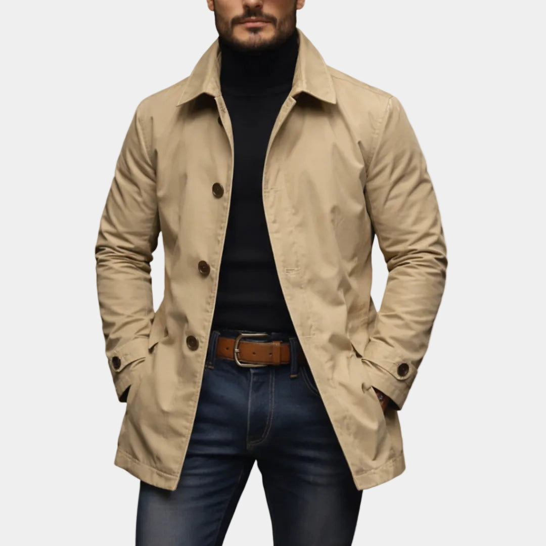 Trench Long Homme – Coupe Décontractée Élégante