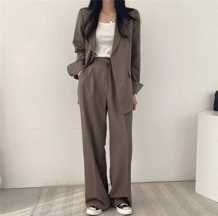 Lässiger Damenanzug – zweiteiliges Set im koreanischen Stil