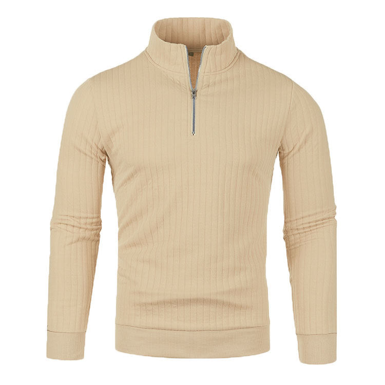 Sweater til herre med lynlås og høj krave – moderne, tætsiddende pasform