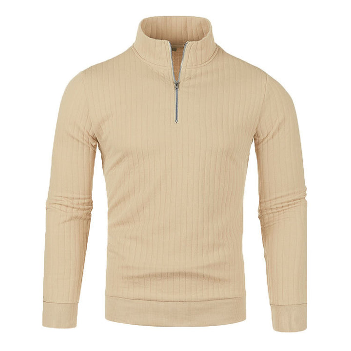 Sweater til herre med lynlås og høj krave – moderne, tætsiddende pasform