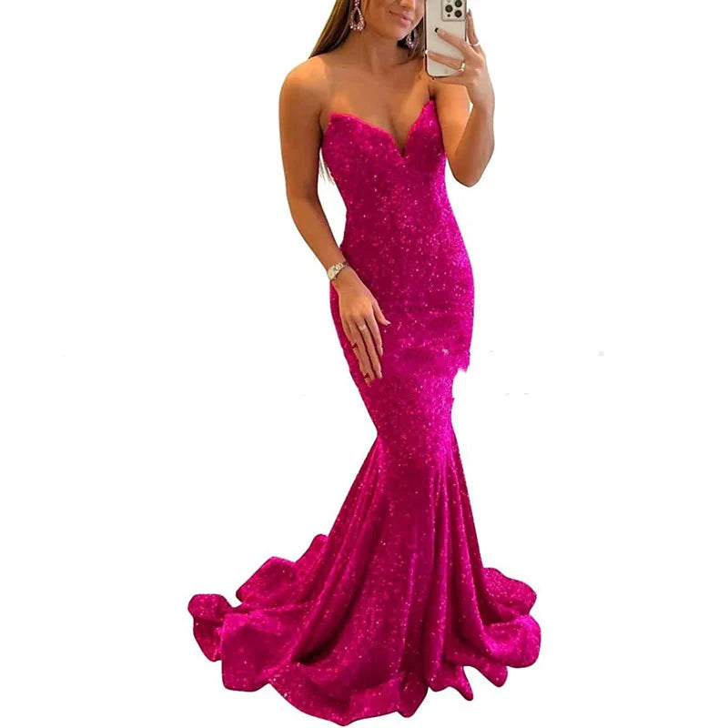 Vestido maxi de lentejuelas para mujer: elegante silueta de sirena