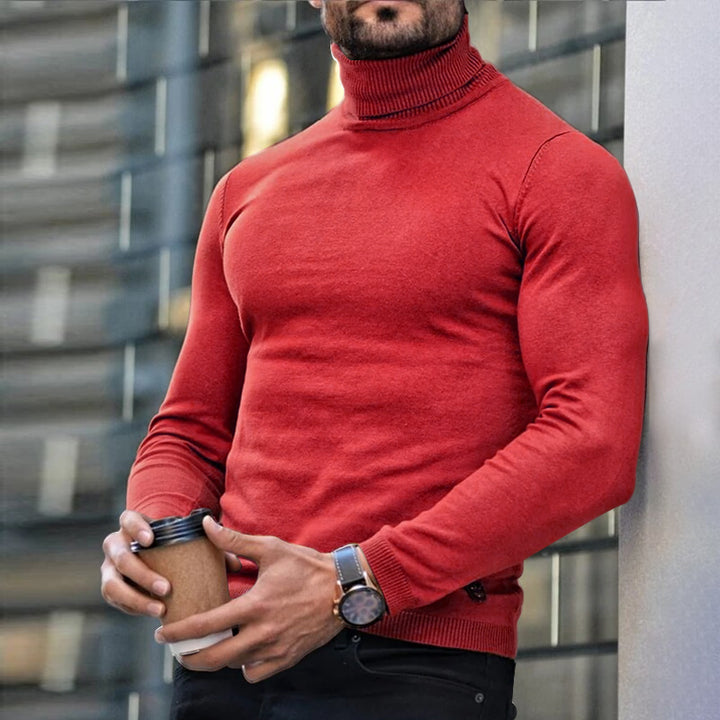 Herren-Pullover mit Rollkragen aus Feinstrick – Gerader, minimalistischer Schnitt